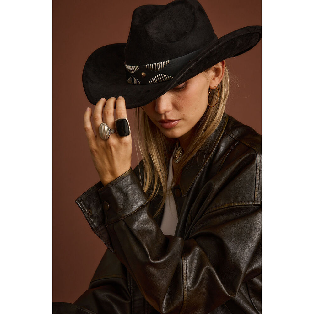 12th Tribe Talon Black Suede Cowboy Hat Size O/SO/S